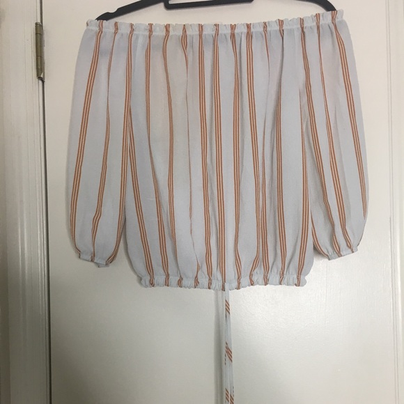 Orange Striped Off the Shoulder Top (Medium) - Picture 7 of 9